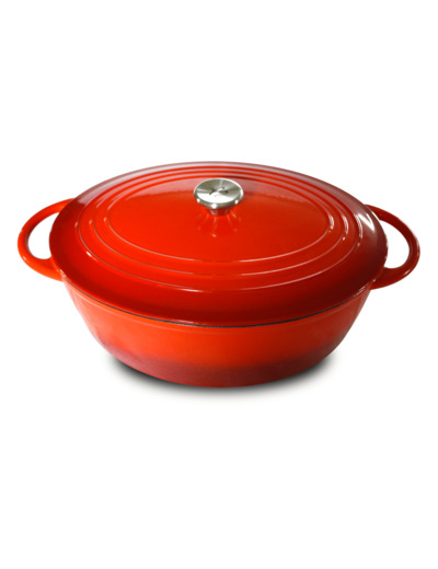 TRADITION Rouge Cocotte Basse Ronde 26x9,5cm