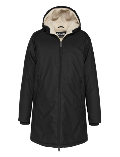 Coupe-vent long à capuche doublé sherpa