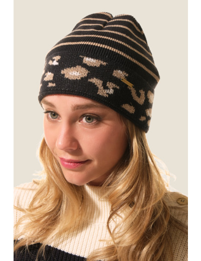 Bonnet jacquard léopard Cuoco
