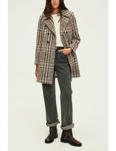 Manteau mi-long cintré à carreaux - LIVIE