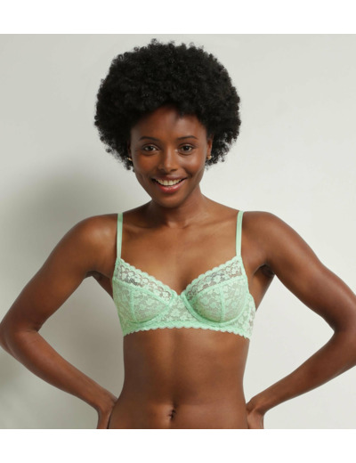 Soutien-gorge femme à armatures en dentelle florale Vert Daisy lace