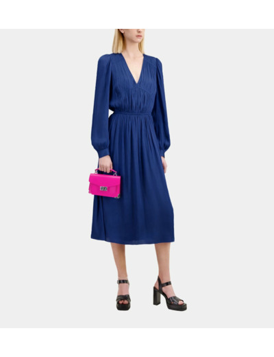 Robe Longue Manches Longues A Fronces royal blue