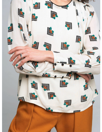 Blouse ecru multico