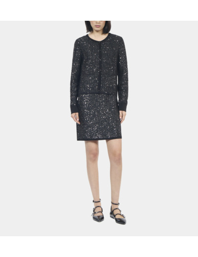 Cardigan À Sequins En Maille Noire black