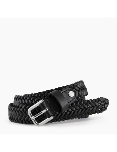 Ceinture femme avec boucle carrée en cuir tressé