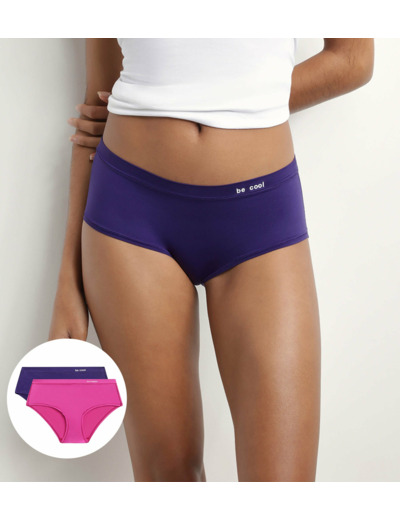 Lot de 2 shorties femme en microfibre Fuchsia et Violet Oh My Dim’s