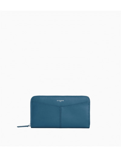 Compagnon zippé à rabat Charlotte en cuir lisse