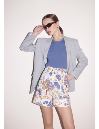 Short Shelby Bleu en Coton