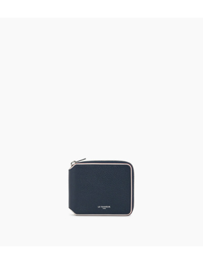 Porte monnaie zip en L Augustin en cuir grainé