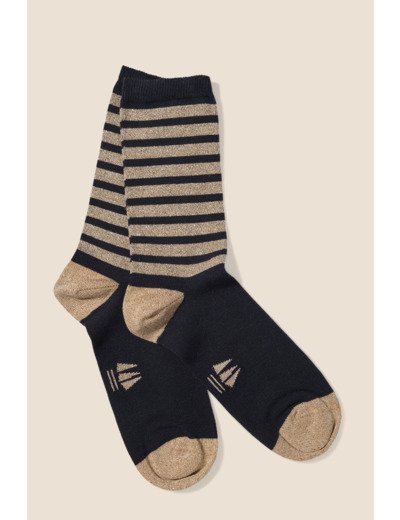 Chaussettes femme rayées métallisées