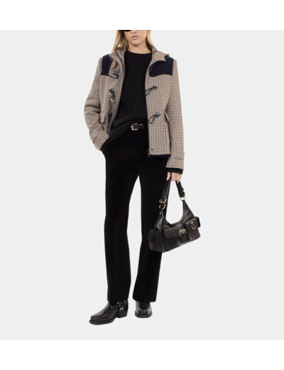 Caban À Capuche Pied De Poule Beige beige-brown