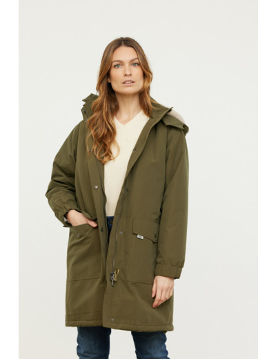 Parka ample doublée fausse fourrure et capuche amovible