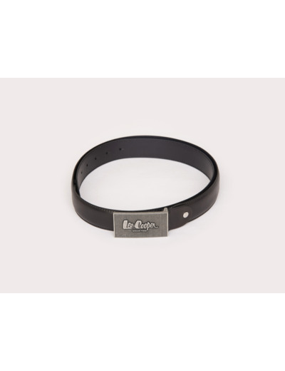 Ceinture en cuir lisse avec boucle métal gravée logo