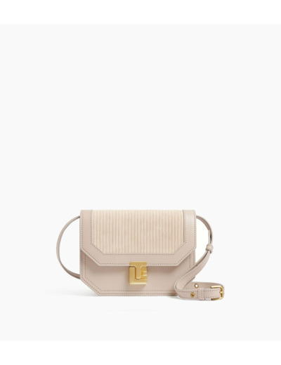Petit sac bandoulière Rose en cuir côtelé et cuir lisse