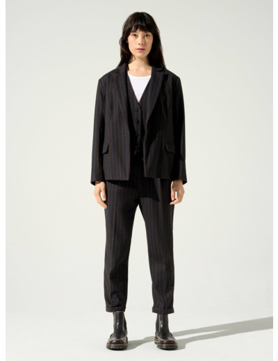 Veste rayures bleu moka