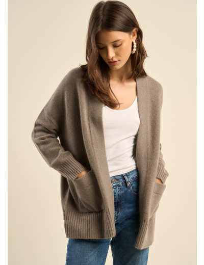 Gilet mi-long avec poches plaquées