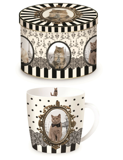 BAROCCO CATS Mug 35cl/boîte métal vers.B