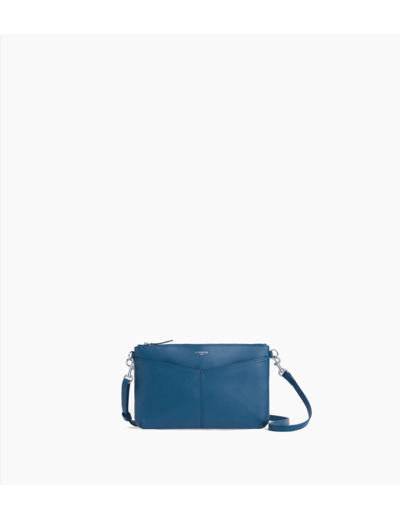 Pochette zippée avec bandoulière amovible Charlotte en cuir lisse