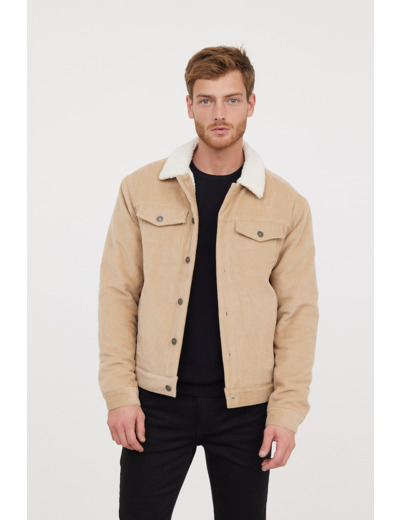 Veste en velours avec intérieur et col en sherpa