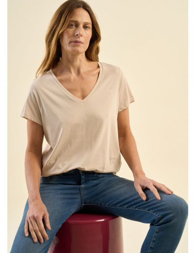 Tee-shirt col V en coton