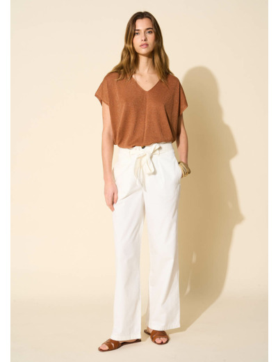 Pantalon taille haute ceinturé