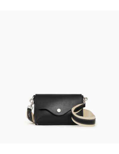 Pochette à rabat avec bandoulière amovible Sans couture en cuir lisse
