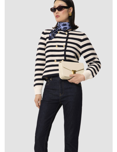 Gilet Goldie gilet écru rayé bleu nuit