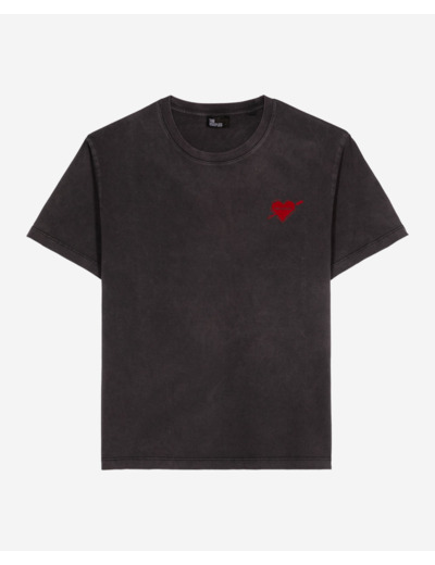 T-shirt avec flocage cœur noir black washed