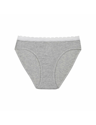 Culotte fille coton stretch à ceinture dentelle Gris Chiné Dim trendy