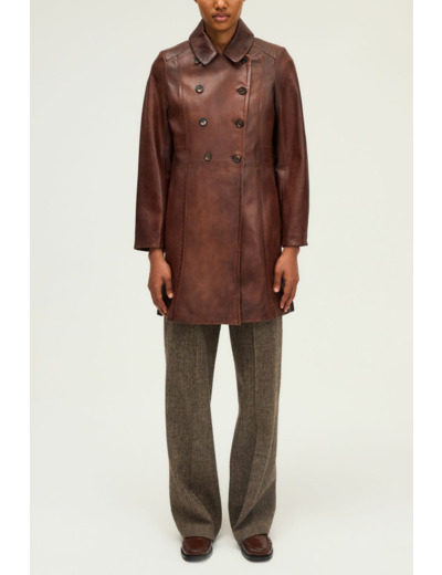 Manteau en cuir vieilli - MYRTILLE