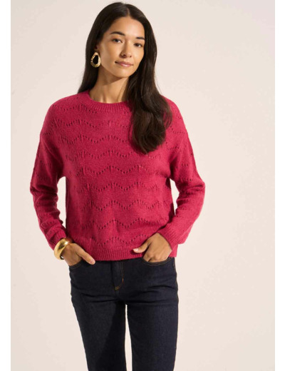 Pull col rond avec jeu de points ajourés