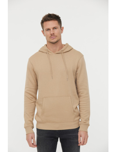 Hoodie basique en coton bio gratté et print poitrine