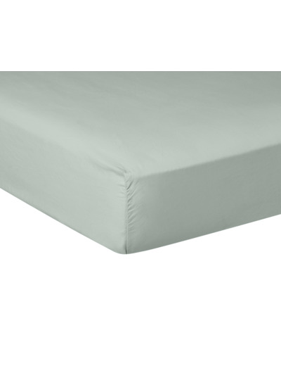DRAP HOUSSE | Pure White Percale Lavée - Light green