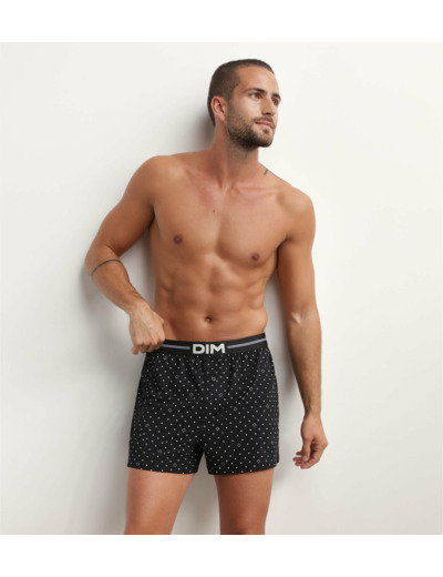 Caleçon homme en coton Noir à motif logomania Dim Icons Essentiel