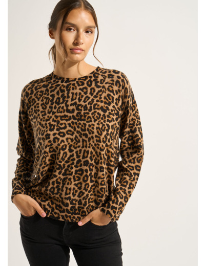 Pull en cachemire imprimé léopard