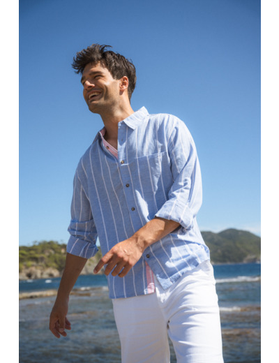 Chemise homme avec rayures verticales Herme
