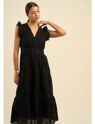 Robe longue en broderie anglaise