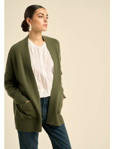 Gilet mi-long avec poches plaquées