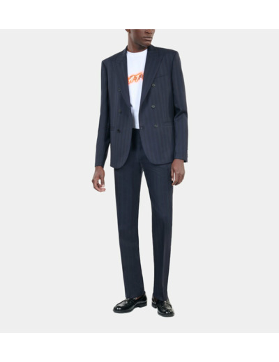Veste De Costume À Rayures Bleues navy