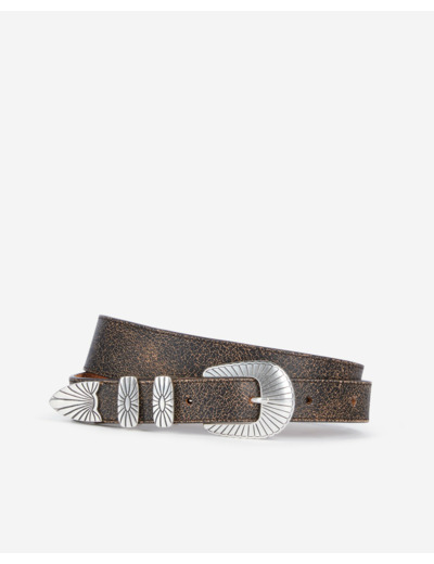 Ceinture Fine En Cuir Marron brown