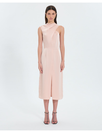 Robe asymétrique satinée nude