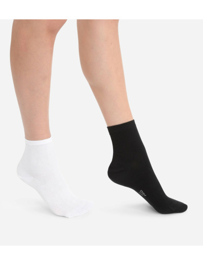 Lot de 2 paires de socquettes en coton blanches et noires