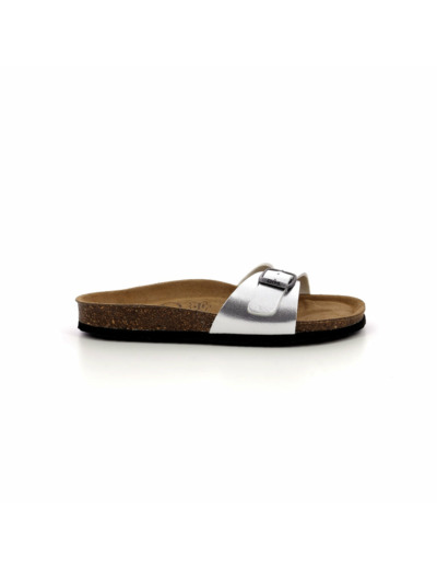 Paire de mule argenté en cuir et liège