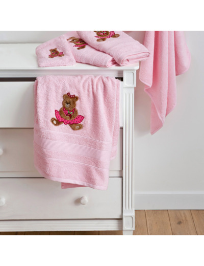 Serviette Toilette Ourson Girl | Serviette bébé | Tradition des Vosges