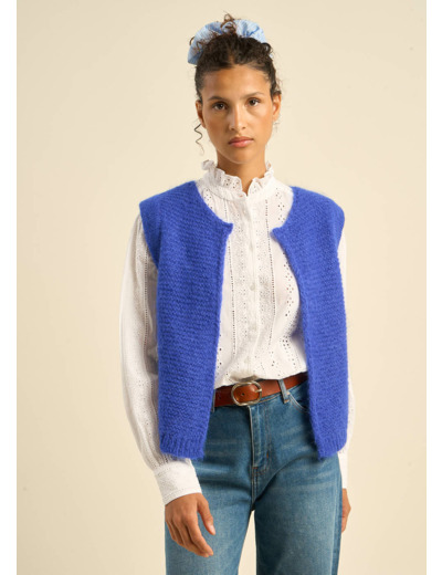 Gilet court sans manches en mohair