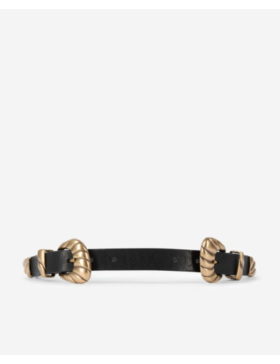 Ceinture Fine À Double Boucle En Cuir Noir black