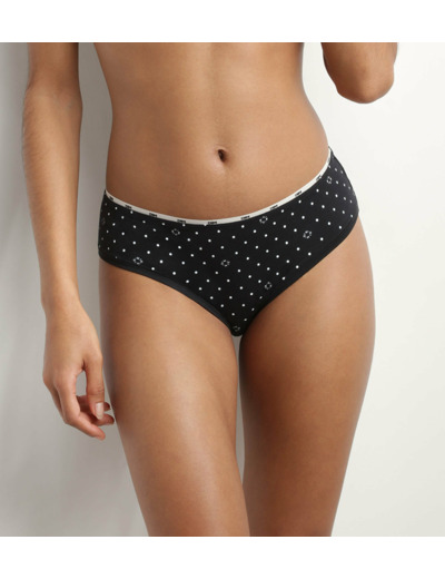 Slip femme en coton modal Noir à motif logo Dim Icons Essentiel