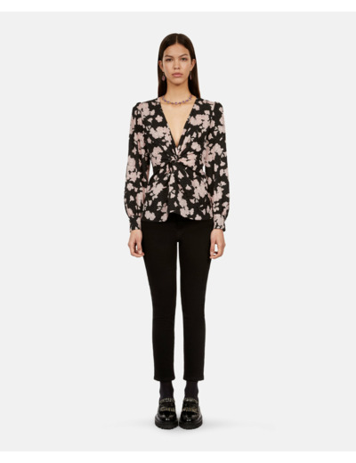 Top A Manches Longues En Jacquard black / pink
