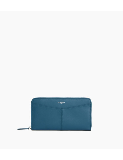 Compagnon zippé à rabat Charlotte en cuir lisse