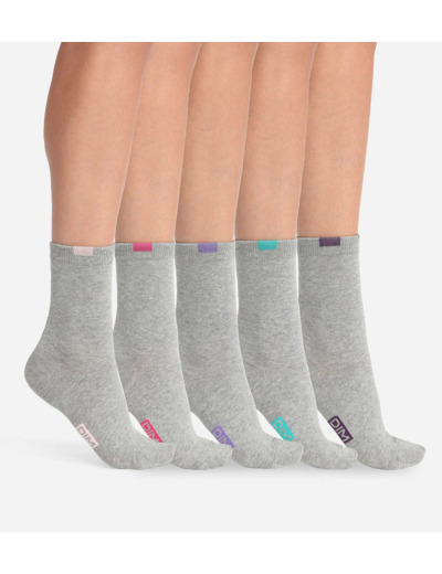 Lot de 5 paires de chaussettes femme coton mélangé Gris Clair ECODIM